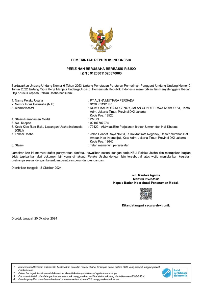 IZIN PIHK PT Alsha Mutiara Persa